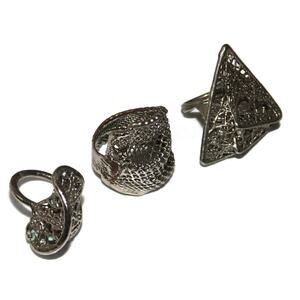 Sold Separately Vintage Ring Artisan Mesh Web Modernist Unique Silver Tone Metal